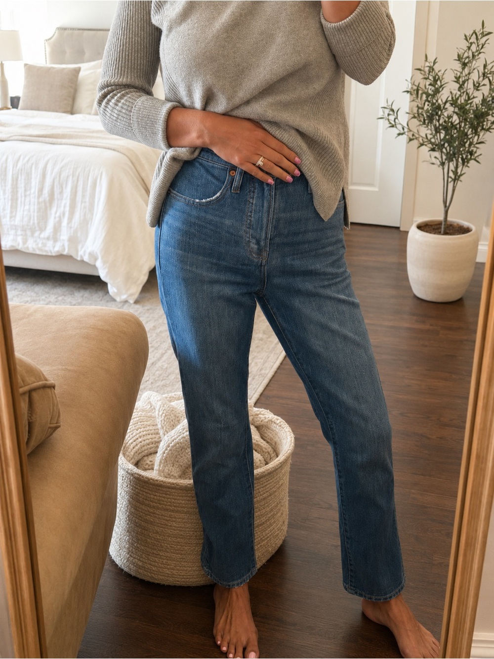 Madewell Straight-Leg High-Rise Jeans in Deep Blue Wash